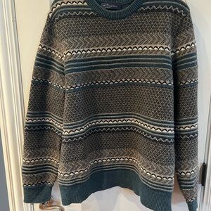 GAP Striped Lambs Wool Blend Gray/Blue Knit Sweater XXL